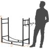 imageGoplus Firewood Rack Outdoor 33 Metal Firewood Holder with Removable Kindling Holder Heavy Duty Indoor Log Storage Rack Wood Rack for Fireplace Woodstove Fire Pit 33quot x 13quot x 30quot