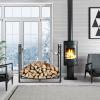 imageGoplus Firewood Rack Outdoor 33 Metal Firewood Holder with Removable Kindling Holder Heavy Duty Indoor Log Storage Rack Wood Rack for Fireplace Woodstove Fire Pit 33quot x 13quot x 30quot
