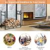 imageGoplus Firewood Rack Outdoor 33 Metal Firewood Holder with Removable Kindling Holder Heavy Duty Indoor Log Storage Rack Wood Rack for Fireplace Woodstove Fire Pit 33quot x 13quot x 30quot