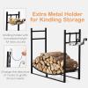 imageGoplus Firewood Rack Outdoor 33 Metal Firewood Holder with Removable Kindling Holder Heavy Duty Indoor Log Storage Rack Wood Rack for Fireplace Woodstove Fire Pit 33quot x 13quot x 30quot