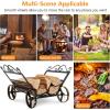 imageGoplus Firewood Rack Outdoor with Wheels 20 Small Decorative Firewood Carrier Log Rack with Elegant Patterns ampamp Raised Base Heavy Duty Metal Rolling Firewood Holder for Indoor Fireplace Fire Pit