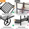imageGoplus Firewood Rack Outdoor with Wheels 20 Small Decorative Firewood Carrier Log Rack with Elegant Patterns ampamp Raised Base Heavy Duty Metal Rolling Firewood Holder for Indoor Fireplace Fire Pit