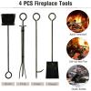 imageGoplus Firewood Rack with 4 Fireplace Tools Wrought Iron Log Holders with Poker Tong Brush and Shovel Indoor Outdoor Lumbar Storage Rack Fireplace Tools Sets for Fire Pit Wood Stove Bronze