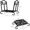 imageGoplus Foldable Firewood Log Rack Wrought Iron Firewood Storage Carrier Decorative Wood Stove Stacker for Fireplace Fire Pit Indoor or Outdoor Use Decorative Wood Holder Black