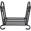 imageGoplus Foldable Firewood Log Rack Wrought Iron Firewood Storage Carrier Decorative Wood Stove Stacker for Fireplace Fire Pit Indoor or Outdoor Use Decorative Wood Holder Black