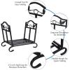 imageGoplus Foldable Firewood Log Rack Wrought Iron Firewood Storage Carrier Decorative Wood Stove Stacker for Fireplace Fire Pit Indoor or Outdoor Use Decorative Wood Holder Black