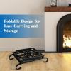 imageGoplus Foldable Firewood Log Rack Wrought Iron Firewood Storage Carrier Decorative Wood Stove Stacker for Fireplace Fire Pit Indoor or Outdoor Use Decorative Wood Holder Black