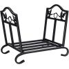 imageGoplus Foldable Firewood Log Rack Wrought Iron Firewood Storage Carrier Decorative Wood Stove Stacker for Fireplace Fire Pit Indoor or Outdoor Use Decorative Wood Holder Black