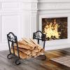 imageGoplus Foldable Firewood Log Rack Wrought Iron Firewood Storage Carrier Decorative Wood Stove Stacker for Fireplace Fire Pit Indoor or Outdoor Use Decorative Wood Holder Black