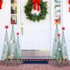imageGoplus Set of 3 Tower Shaped Christmas Trees 3ft35ft4ft Artificial Xmas Metal Trees with Removable Star Toppers ampamp Reindeer Stackable Xmas Trees for Indoor Outdoor Holiday Party Decorations