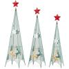 imageGoplus Set of 3 Tower Shaped Christmas Trees 3ft35ft4ft Artificial Xmas Metal Trees with Removable Star Toppers ampamp Reindeer Stackable Xmas Trees for Indoor Outdoor Holiday Party Decorations