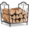 imageGoplus 17 Small Firewood Rack Indoor Outdoor Decorative Firewood Storage Carrier Log Rack with Elegant Patterns ampamp Raised Legs Heavy Duty Firewood Holder for Fireplace Fire Pit
