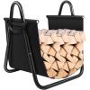 imageGoplus Firewood Log Holder with Canvas Tote Carrier HeavyDuty Firewood Storage Holders Log Bin Indoor Outdoor Fire Logs Stacker Basket with Kindling Wood Stove Accessories Handle