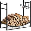 imageGoplus Firewood Rack Outdoor 33 Metal Firewood Holder with Removable Kindling Holder Heavy Duty Indoor Log Storage Rack Wood Rack for Fireplace Woodstove Fire Pit 33quot x 13quot x 30quot