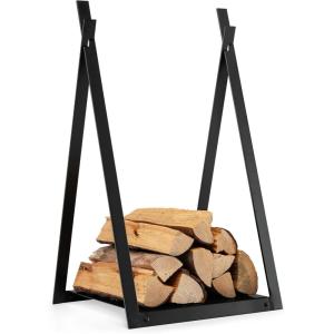 imageGoplus 16 Triangle Firewood Rack Outdoor Small Decorative Firewood Holder with Raised Base Firewood Storage Carrier Log Rack for Indoor Fireplace Fire Pit Wood Stove