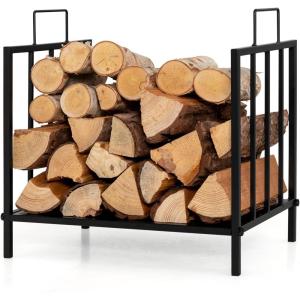 imageGoplus 165 Firewood Rack Indoor Outdoor Small Firewood Holder with Handle Raised Legs Heavy Duty Steel Log Rack Wood Storage Carrier for Fireplace Fire Pit