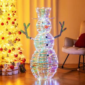 imageGoplus 26 FT Lighted Christmas Decoration PreLit 2D Snowman with 3 Infinity Mirror Lights Top Hat ampamp Scarf Zip Ties ampamp Ground Stakes Outdoor Xmas Snowman Ornament Decor for Indoor Party Yard4 FT