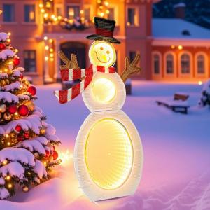 imageGoplus 26 FT Lighted Christmas Decoration PreLit 2D Snowman with 3 Infinity Mirror Lights Top Hat ampamp Scarf Zip Ties ampamp Ground Stakes Outdoor Xmas Snowman Ornament Decor for Indoor Party Yard26 FT