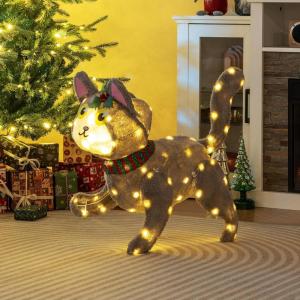 imageGoplus Lighted Christmas Cat Indoor Outdoor Kitty Decoration w 88 LED Lights 4 Ground Stakes Cable Tiers WeatherResistant Fabric Light up Animal Decoration for Yard Patio Lawn Garden Party