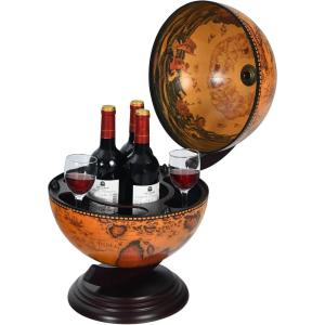 imageGoplus Tabletop 13 Globe Wine Bar Stand 16th Century Italian Nautical Chart Liquor Cabinet Replica Globe Bar Cabinet Wine Rack for Dining Room ampamp Living Room Retro Brown