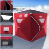 imageGoplus 24 People Ice Fishing Shelter Popup Portable Ice Fishing Tent with Carrying Bag Windows Zippered Door Ground Nail and Wind Rope Insulated Ice Shanty House for Winter Fishing Red2person