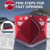imageGoplus 24 People Ice Fishing Shelter Popup Portable Ice Fishing Tent with Carrying Bag Windows Zippered Door Ground Nail and Wind Rope Insulated Ice Shanty House for Winter Fishing Red2person