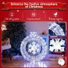 imageGoplus 33 Lighted Ornament with Snowflake PreLit Christmas Wreath with 128 Cold White LED Lights Wall MountedFreestanding Christmas Decoration for Indoor ampamp Outdoor Display