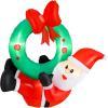 imageGoplus 4FT Blow up Santa Claus wLED Lights ampamp Christmas Wreath Window Hanging Christmas Garland ampamp Santa Inflatables Indoor Outdoor Xmas Decoration