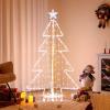 imageGoplus 5 FT LED Lighted Cone Tree Indoor ampamp Outdoor Xmas Decoration with Star Topper ampamp Round Base 3D PreLit Christmas Tree with Zip Ties ampamp Ground Stakes for Living Room Garden ampamp Yard