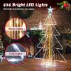 imageGoplus 5 FT LED Lighted Cone Tree Indoor ampamp Outdoor Xmas Decoration with Star Topper ampamp Round Base 3D PreLit Christmas Tree with Zip Ties ampamp Ground Stakes for Living Room Garden ampamp Yard