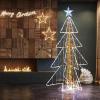 imageGoplus 5 FT LED Lighted Cone Tree Indoor ampamp Outdoor Xmas Decoration with Star Topper ampamp Round Base 3D PreLit Christmas Tree with Zip Ties ampamp Ground Stakes for Living Room Garden ampamp Yard