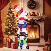 imageGoplus 6 ft Christmas Stacked Snowman 3D PreLit Snowman Decoration w 155 LED Lights Zip Ties ampamp Stakes Included AllWeather Lighted Triple Snowmen Ornament for Home Yard