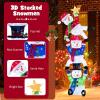 imageGoplus 6 ft Christmas Stacked Snowman 3D PreLit Snowman Decoration w 155 LED Lights Zip Ties ampamp Stakes Included AllWeather Lighted Triple Snowmen Ornament for Home Yard