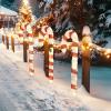 imageGoplus Lighted Candy Canes Set of 3 Christmas Tinsel Candy Cane Decoration with 75 Warm White LED Lights Metal Stakes Xmas Pathway Lights Prelit Outdoor Holiday Display for Yard Lawn Indoors
