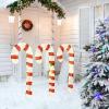 imageGoplus Lighted Candy Canes Set of 3 Christmas Tinsel Candy Cane Decoration with 75 Warm White LED Lights Metal Stakes Xmas Pathway Lights Prelit Outdoor Holiday Display for Yard Lawn Indoors