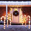 imageGoplus Lighted Candy Canes Set of 3 Christmas Tinsel Candy Cane Decoration with 75 Warm White LED Lights Metal Stakes Xmas Pathway Lights Prelit Outdoor Holiday Display for Yard Lawn Indoors
