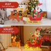imageGoplus Lighted Christmas Santa Claus with Reindeer Santa on Sleigh Decoration wLED Lights 12 Ground Stakes Cable Tiers Gift Boxes Outdoor Light up Santa on Sleigh Decor for Yard Patio Garden
