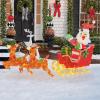 imageGoplus Lighted Christmas Santa Claus with Reindeer Santa on Sleigh Decoration wLED Lights 12 Ground Stakes Cable Tiers Gift Boxes Outdoor Light up Santa on Sleigh Decor for Yard Patio Garden