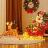 imageGoplus Lighted Christmas Santa Claus with Reindeer Santa on Sleigh Decoration wLED Lights 12 Ground Stakes Cable Tiers Gift Boxes Outdoor Light up Santa on Sleigh Decor for Yard Patio Garden