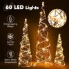 imageGoplus Set of 3 Large Christmas Cone Trees 32 24 16 Indoor Christmas Trees wWarm White LED Lights Sturdy Metal Wires Lighted Decorative Rattan Cone Ornaments for Holiday Party