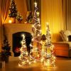 imageGoplus Set of 3 Large Christmas Cone Trees 32 24 16 Indoor Christmas Trees wWarm White LED Lights Sturdy Metal Wires Lighted Decorative Rattan Cone Ornaments for Holiday Party