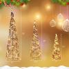 imageGoplus Set of 3 Large Christmas Cone Trees 32 24 16 Indoor Christmas Trees wWarm White LED Lights Sturdy Metal Wires Lighted Decorative Rattan Cone Ornaments for Holiday Party