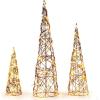 imageGoplus Set of 3 Large Christmas Cone Trees 32 24 16 Indoor Christmas Trees wWarm White LED Lights Sturdy Metal Wires Lighted Decorative Rattan Cone Ornaments for Holiday Party
