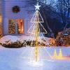 imageGoplus 5 FT LED Lighted Cone Tree Indoor ampamp Outdoor Xmas Decoration with Star Topper ampamp Round Base 3D PreLit Christmas Tree with Zip Ties ampamp Ground Stakes for Living Room Garden ampamp Yard