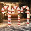 imageGoplus Lighted Candy Canes Set of 3 Christmas Tinsel Candy Cane Decoration with 75 Warm White LED Lights Metal Stakes Xmas Pathway Lights Prelit Outdoor Holiday Display for Yard Lawn Indoors