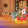 imageGoplus Lighted Christmas Santa Claus with Reindeer Santa on Sleigh Decoration wLED Lights 12 Ground Stakes Cable Tiers Gift Boxes Outdoor Light up Santa on Sleigh Decor for Yard Patio Garden