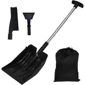 imageGoplus 3 in 1 Snow Shovel Set Emergency Snow Removal Kit for Car Truck and Camping Portable Snow Brush and Scraper with Carrying Bag Black