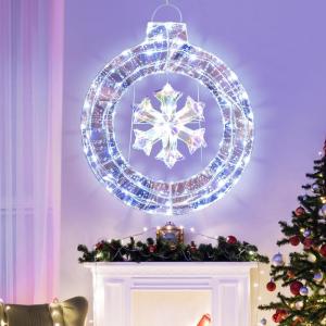 imageGoplus 33 Lighted Ornament with Snowflake PreLit Christmas Wreath with 128 Cold White LED Lights Wall MountedFreestanding Christmas Decoration for Indoor ampamp Outdoor Display
