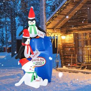 imageGoplus 6 Ft Christmas Inflatables Blow up PreLit Letters to Santa Mailbox with Penguins ampamp Snow Man Outdoor Christmas Decorations with LED Lights Xmas Inflatable Post Box for Yard Party Indoors