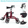 imageGOPLUS 2 in 1 Rollator Walkers for Seniors Folding Rollator Walker with Seat 8inch Wheel Medical Drive Walker Wheelchair Combo with Backrest Adjustable Handle for Adults Aluminium FrameRed